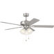 Stellant 52 inch Brushed Nickel with Reversible Silver/Pearl Gray Blades Indoor/Covered Outdoor Ceiling Fan